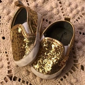 Gold Sequin Baby Loafers